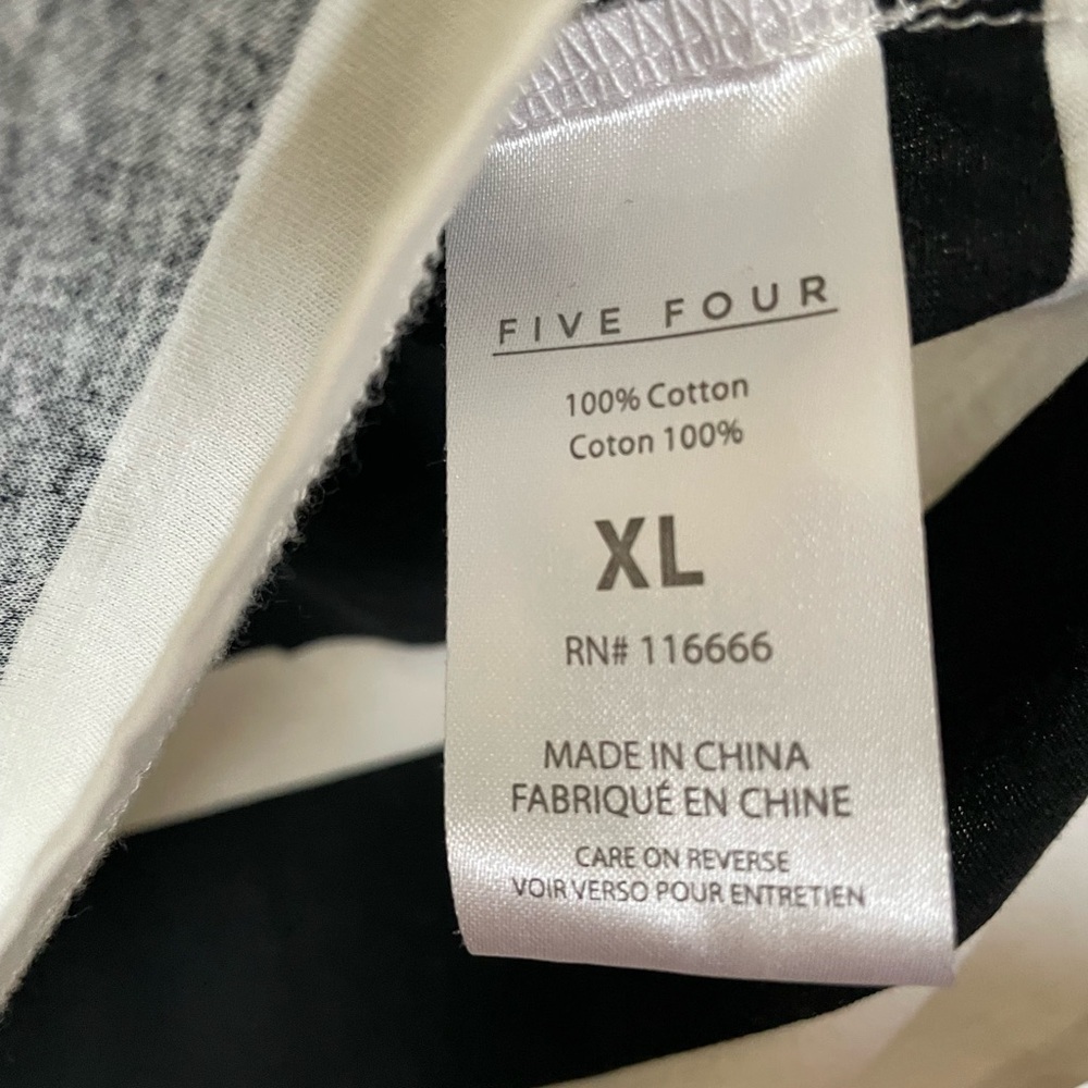 Five Four Short Sleeve T Shirt Size XL White Gray Stripes 100% Cotton - Picture 4 of 4